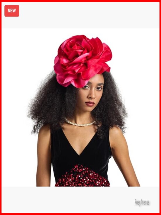Large Flower Fascinator Derby Hat with Headband for Special Occasions main image 4